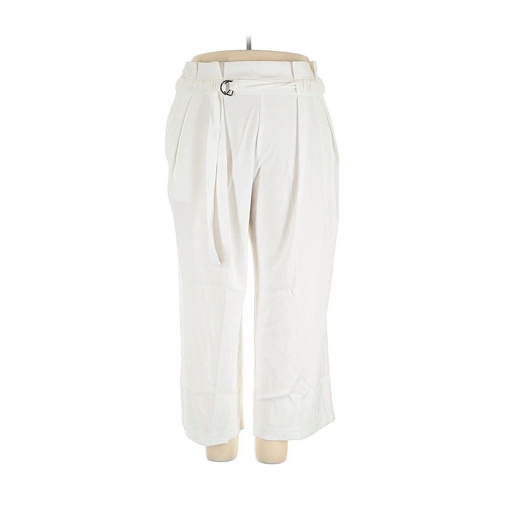 Choosy Ivory Casual Pants Size 18 Plus NWT High Waisted Wide Leg Belted Trousers